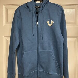 True Religion Embroidered Coronet Blue Size Small Men’s Full Zip Hoodie NWT
